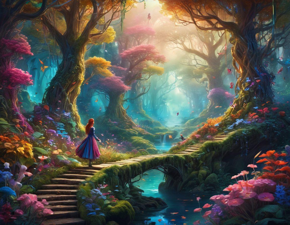 A mesmerizing blend of fantasy elements and bold colors, showcasing a surreal landscape where ethereal characters embody various fetishes and desires. Incorporate vivid details of enchanted forests and whimsical creatures, capturing the allure of exploration and wonder. The scene should evoke a sense of curiosity and excitement, enticing viewers into an imaginative world. Artsy vibes with a hint of mystique, surrounded by flowing ribbons of color. vibrant colors. surreal art.